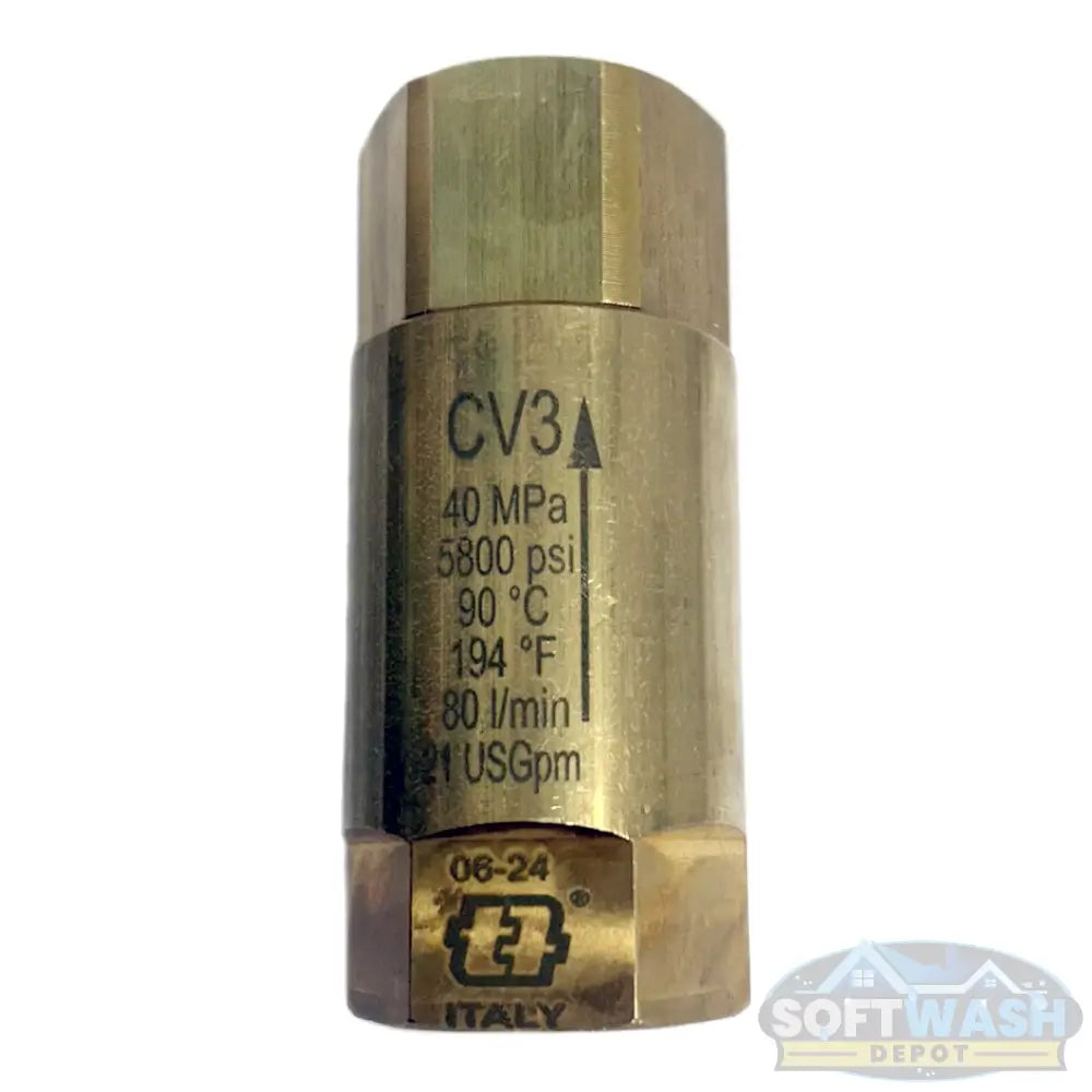 1/2" high pressure brass check valve 5800 PSI for pressure wash systems.