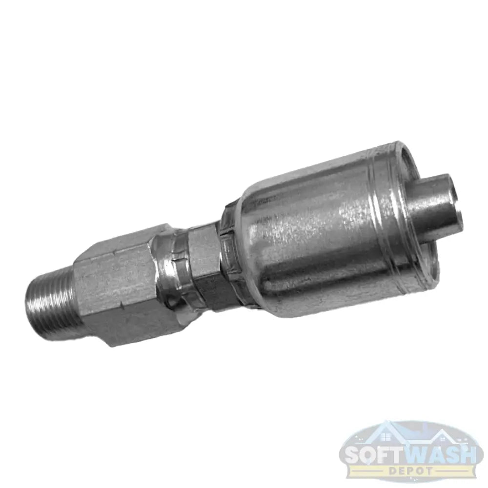 1/2" Hose x 3/8" MPT Swivel Crimp Fitting - stainless steel swivel connector for hose-to-pipe attachment, designed for high-pressure soft wash and pressure washer systems - Soft Wash Depot.