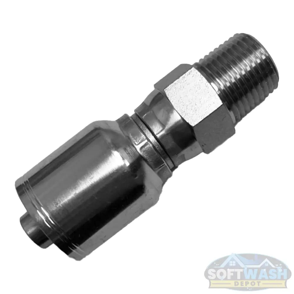 1/2" Pressure Wash Hose x 1/2" MPT Swivel Crimp - Heavy-Duty Performance stainless steel fitting for high-pressure wash systems, designed for secure, flexible hose connections - Soft Wash Depot.