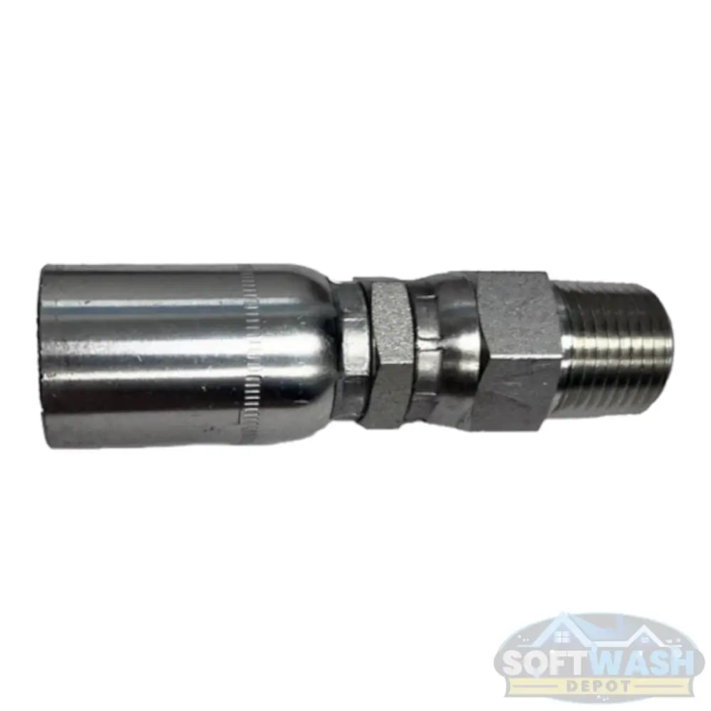 1/2" Soft Wash Hose x 1/2" MPT Swivel Crimp Fitting - Stainless steel swivel fitting with crimped hose end for durable, leak-free soft wash and pressure wash connections - Soft Wash Depot.