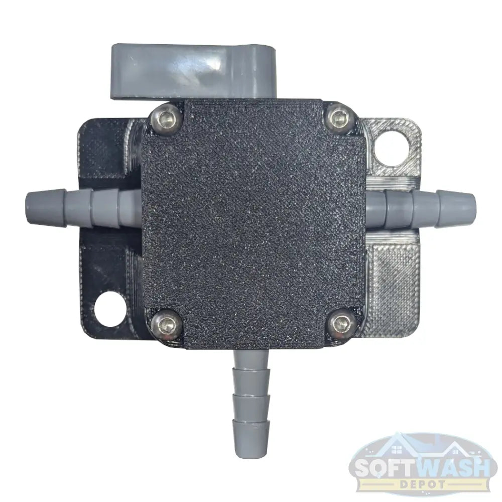 1/4" Hose Barb Series 326 3-Way PVC Ball Valve with FKM seals and mounting bracket for soft wash, agricultural, and chemical transfer systems. - Soft Wash Depot