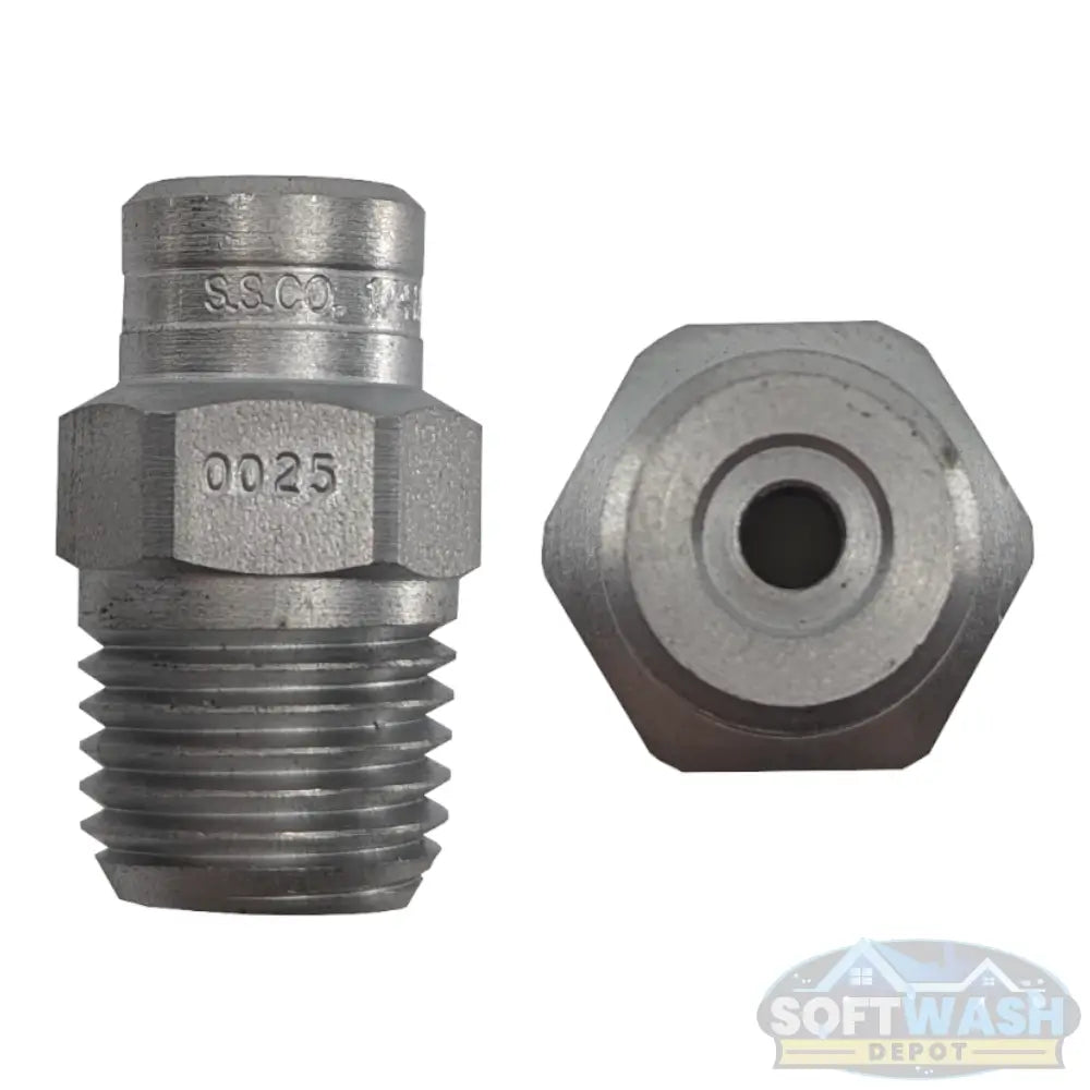1/4-inch MEG stainless steel soft wash and downstream spray tips, precision nozzle set for chemical and rinse applications - Soft Wash Depot.