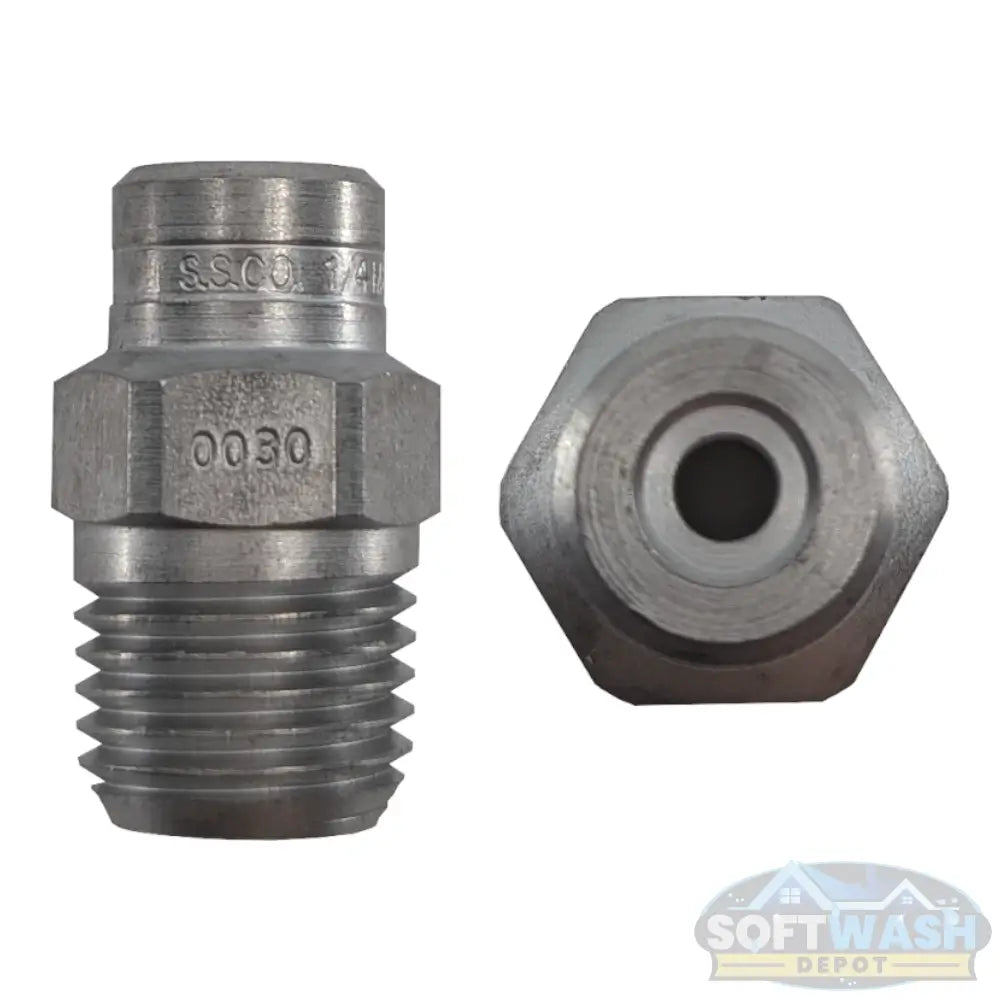 1/4-inch MEG stainless steel soft wash and downstream spray tips, precision nozzle set for chemical and rinse applications - Soft Wash Depot.