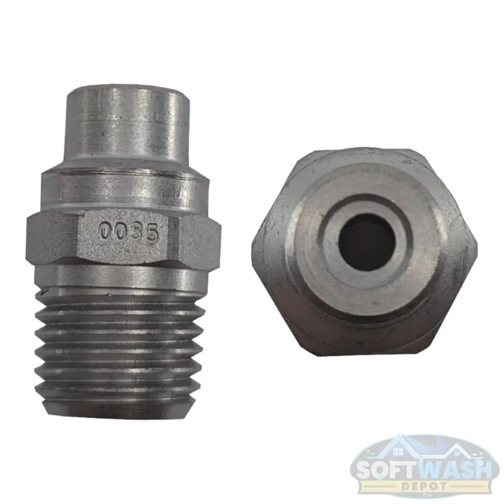 1/4-inch MEG stainless steel soft wash and downstream spray tips, precision nozzle set for chemical and rinse applications - Soft Wash Depot.