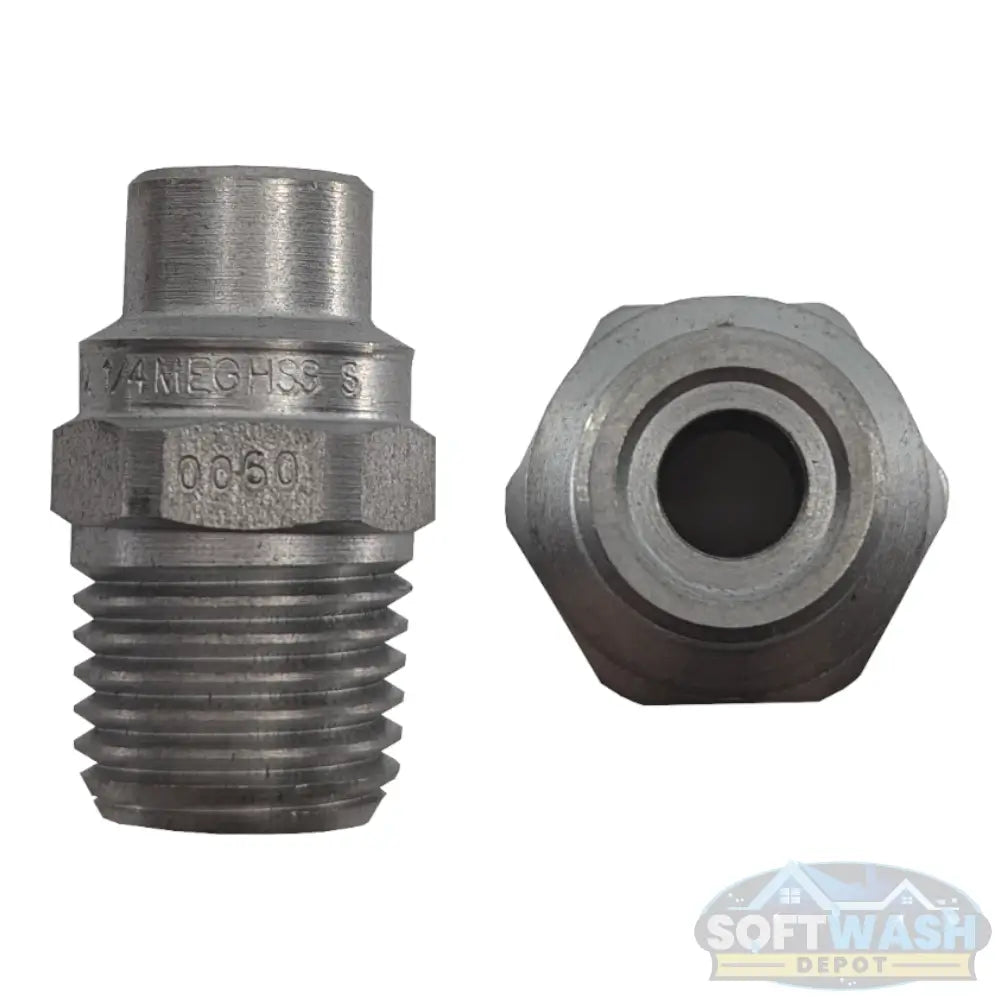 1/4-inch MEG stainless steel soft wash and downstream spray tips, precision nozzle set for chemical and rinse applications - Soft Wash Depot.