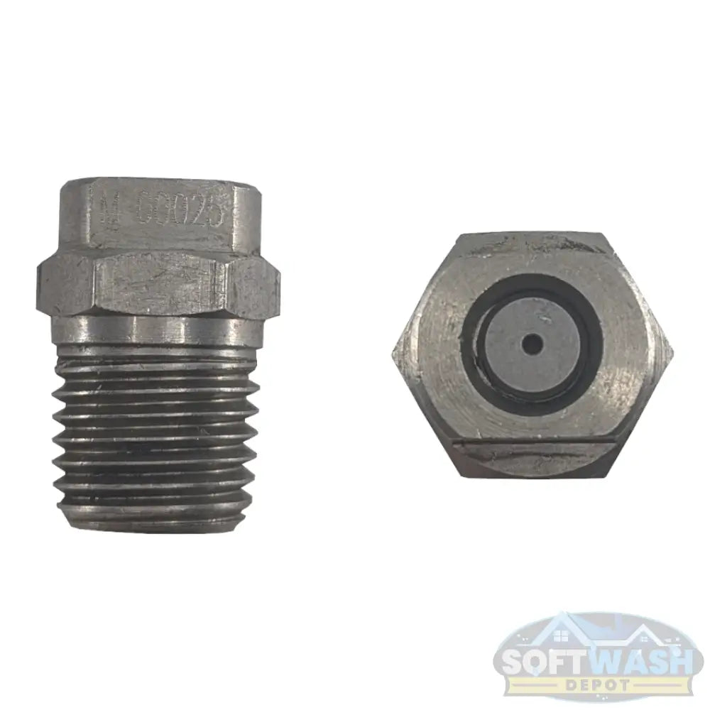 1/4" stainless steel 0-degree pressure washer nozzle, high-precision straight jet tip for spot cleaning and high-impact washing - Soft Wash Depot.