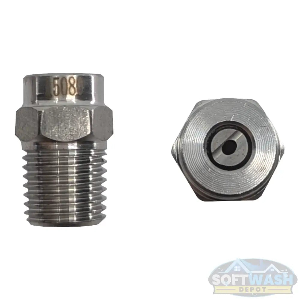1/4" Stainless Steel Threaded 15° Nozzles - precision pressure washer spray tips for focused cleaning, durable corrosion-resistant design for professional power washing - Soft Wash Depot.