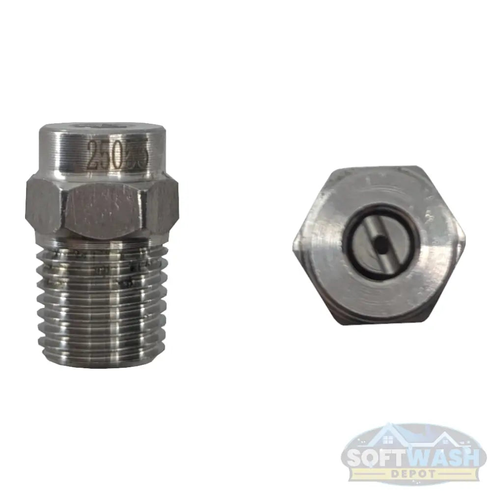 1/4" Stainless Steel Threaded 25° Nozzles - precision pressure washer spray tips for accurate medium-angle cleaning, durable corrosion-resistant design for long-lasting performance - Soft Wash Depot.