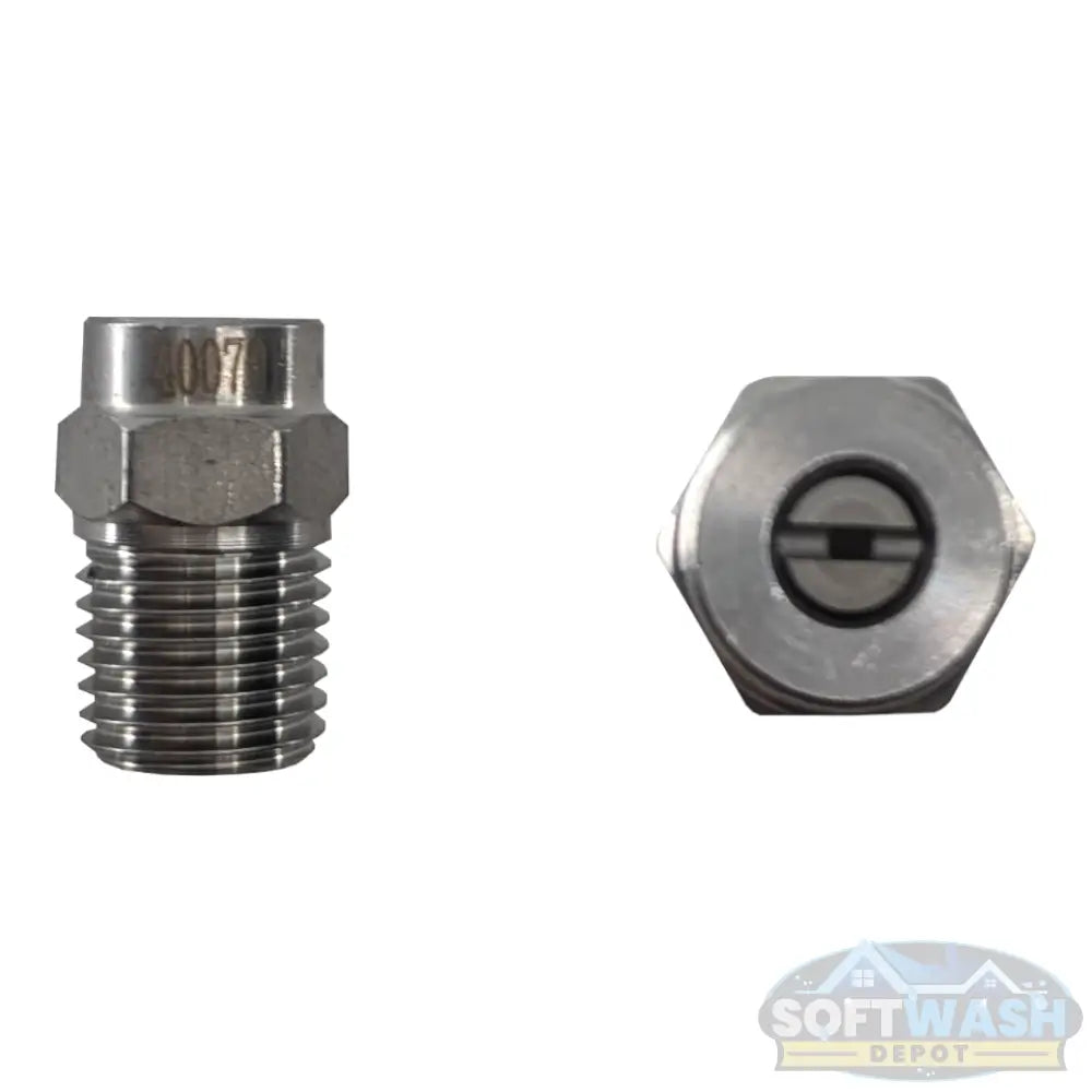 1/4" Stainless Steel Threaded 40° Nozzles - precision spray tips for pressure washers and soft wash systems, corrosion-resistant design ensures consistent fan pattern and long-lasting performance - Soft Wash Depot.