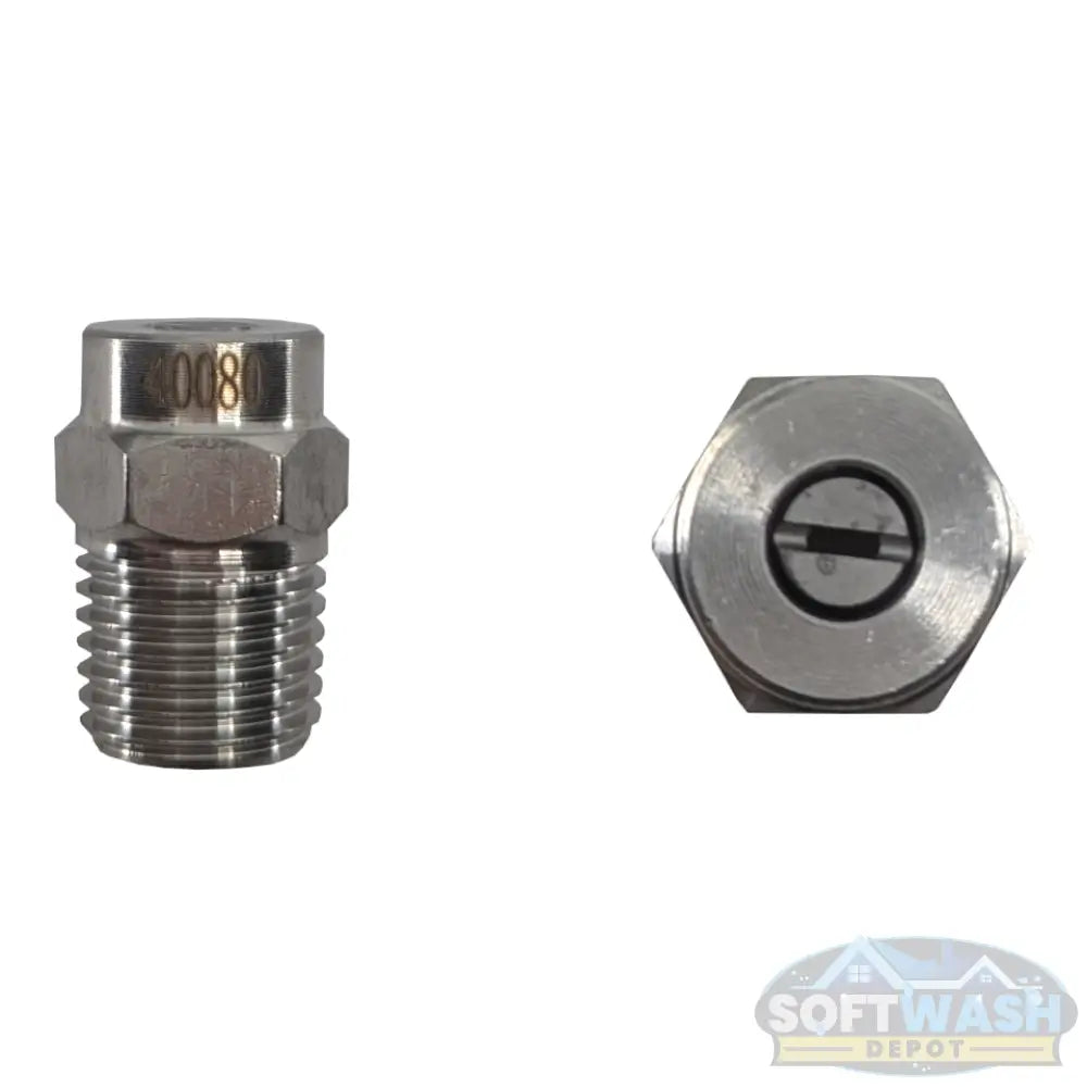1/4" Stainless Steel Threaded 40° Nozzles - precision spray tips for pressure washers and soft wash systems, corrosion-resistant design ensures consistent fan pattern and long-lasting performance - Soft Wash Depot.