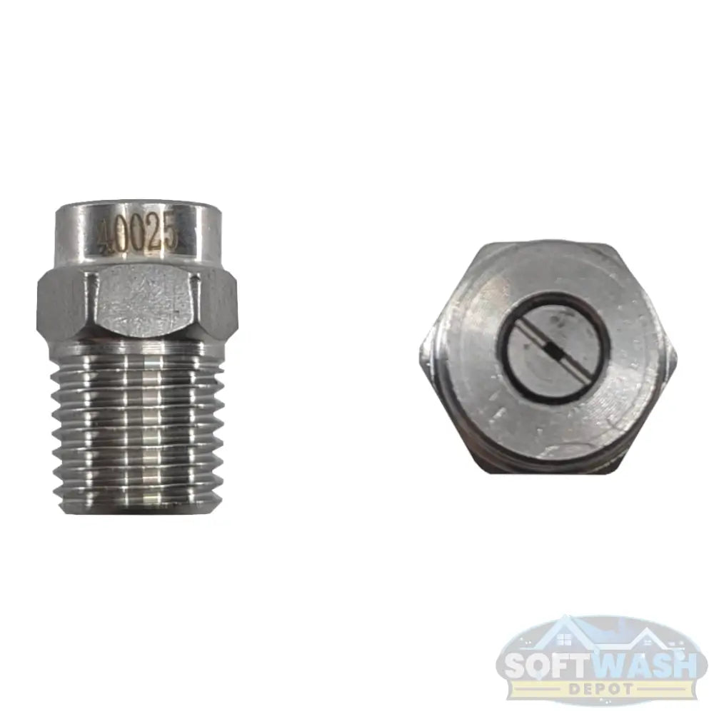 1/4" Stainless Steel Threaded 40° Nozzles - precision spray tips for pressure washers and soft wash systems, corrosion-resistant design ensures consistent fan pattern and long-lasting performance - Soft Wash Depot.