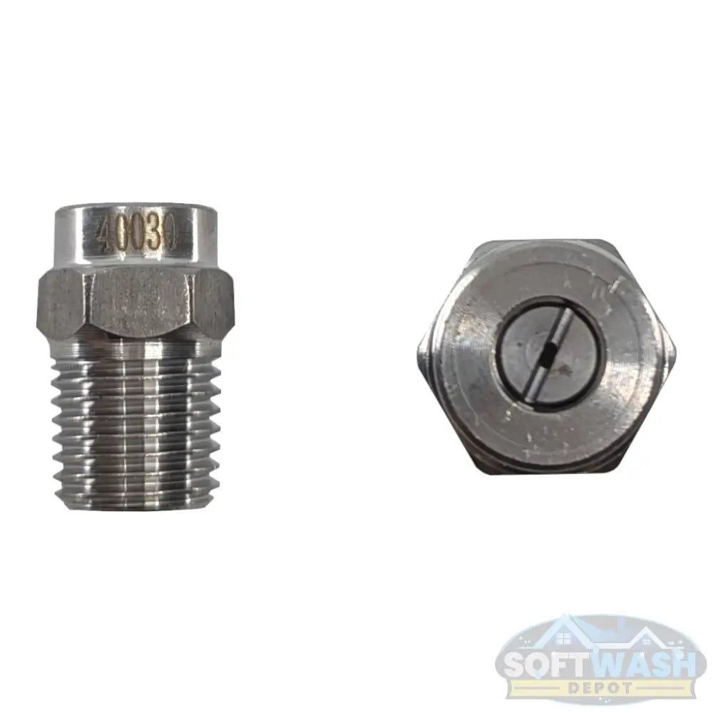 1/4" Stainless Steel Threaded 40° Nozzles - precision spray tips for pressure washers and soft wash systems, corrosion-resistant design ensures consistent fan pattern and long-lasting performance - Soft Wash Depot.