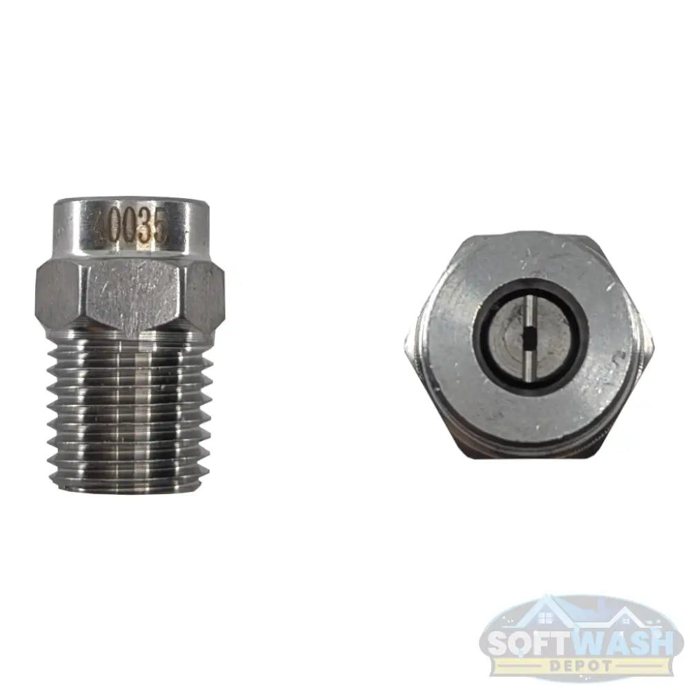 1/4" Stainless Steel Threaded 40° Nozzles - precision spray tips for pressure washers and soft wash systems, corrosion-resistant design ensures consistent fan pattern and long-lasting performance - Soft Wash Depot.