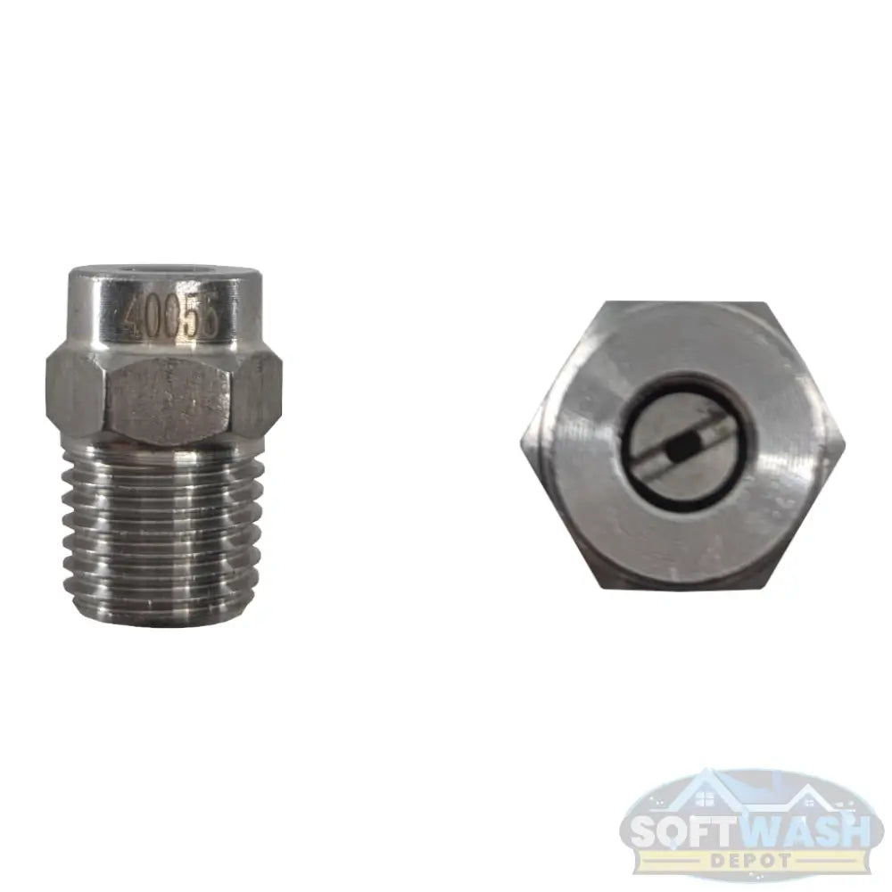 1/4" Stainless Steel Threaded 40° Nozzles - precision spray tips for pressure washers and soft wash systems, corrosion-resistant design ensures consistent fan pattern and long-lasting performance - Soft Wash Depot.