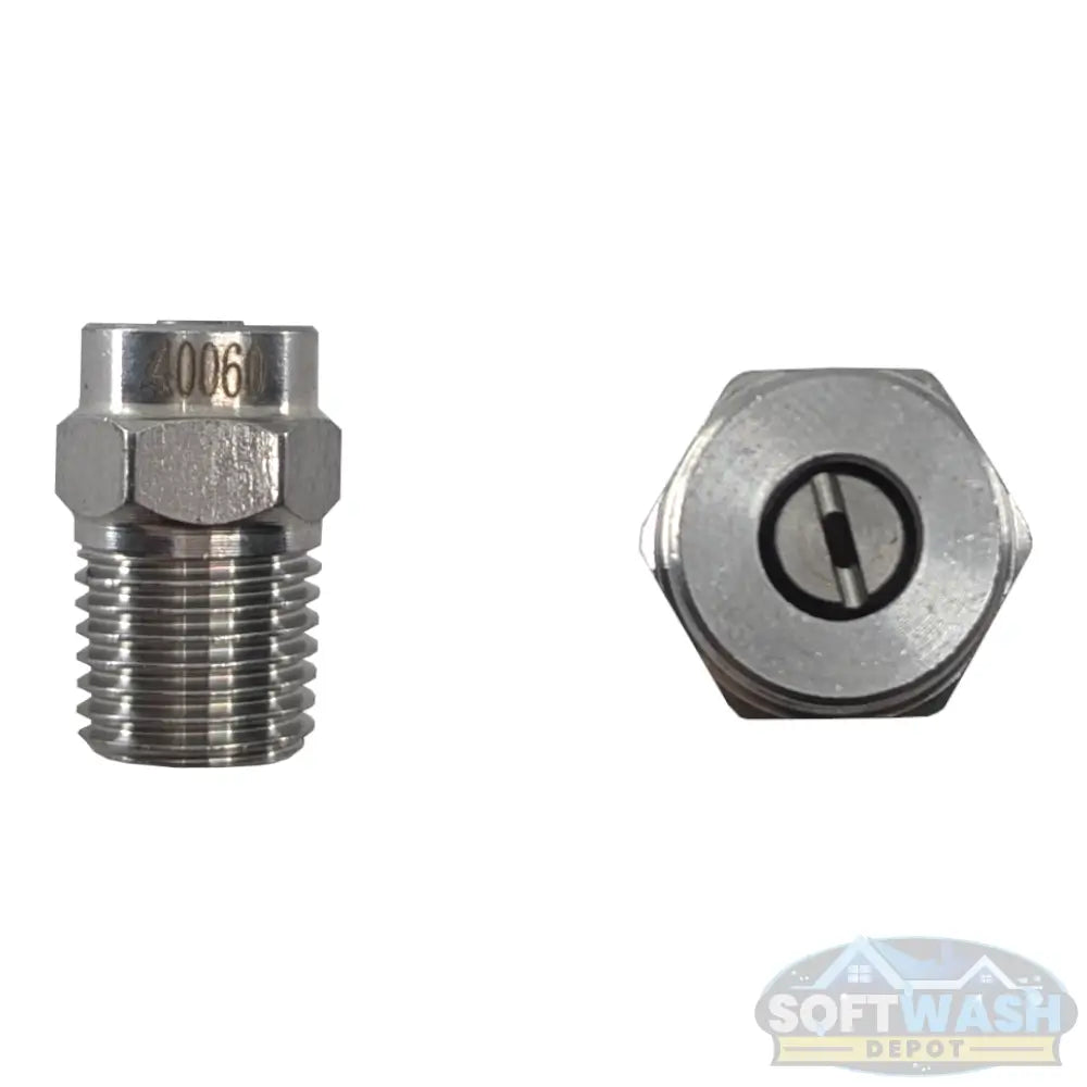 1/4" Stainless Steel Threaded 40° Nozzles - precision spray tips for pressure washers and soft wash systems, corrosion-resistant design ensures consistent fan pattern and long-lasting performance - Soft Wash Depot.