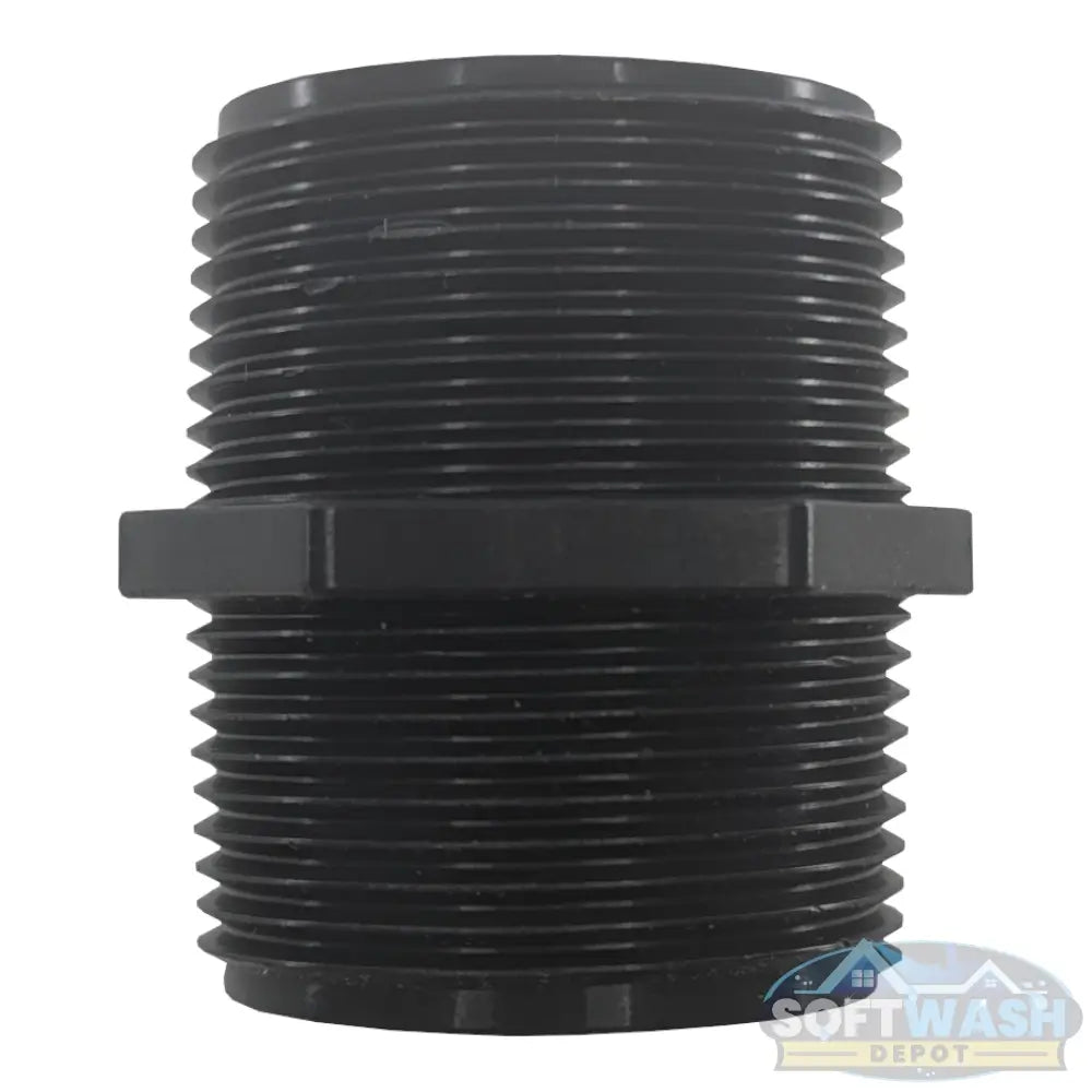 Banjo 1-1/4-inch (NIP125-SH) poly close nipple, Schedule 80 heavy-duty threaded connector for chemical and soft wash systems. - Soft Wash Depot