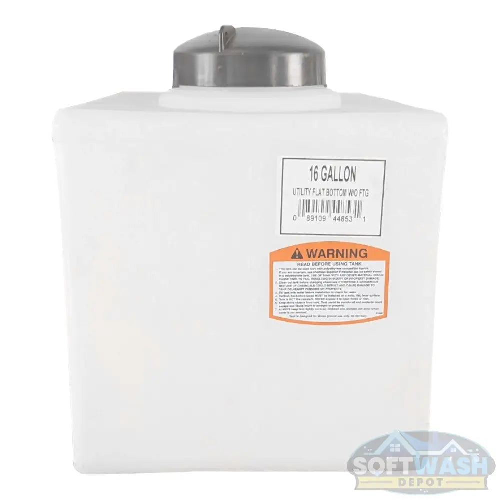 16 Gallon Poly Soap Tank for Pressure Washing and Soft Washing - durable polyethylene chemical storage tank with screw-on lid, ideal for detergents and cleaning solutions - Soft Wash Depot.