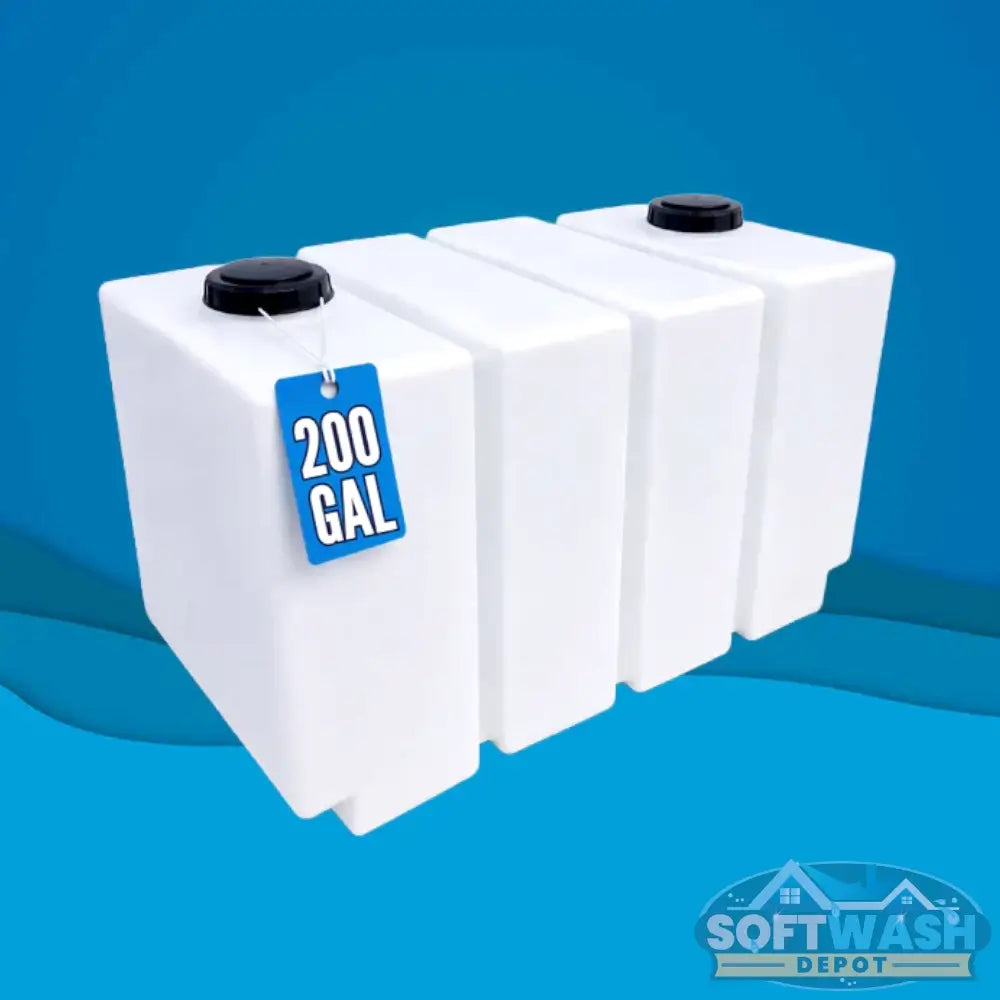 200-gallon vertical slim tank with a tall, space-saving design and dual lids, built with heavy-duty double-thick walls for chemical storage in truck or trailer soft wash systems. - Soft Wash Depot