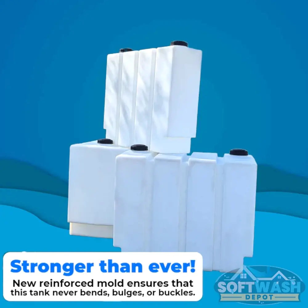 200-gallon vertical slim tank with a tall, space-saving design and dual lids, built with heavy-duty double-thick walls for chemical storage in truck or trailer soft wash systems. - Soft Wash Depot