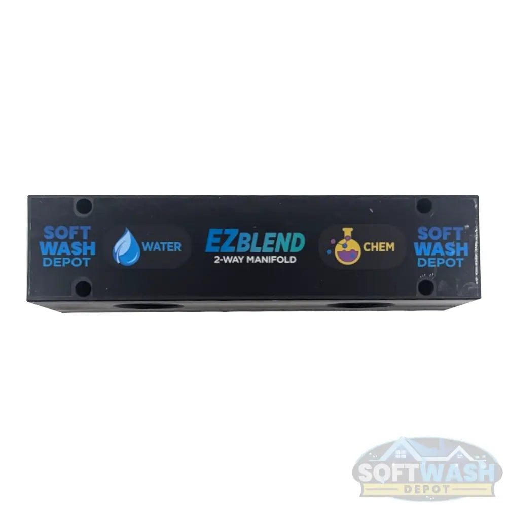 2-port black soft washing mixing manifold made in the USA. - Soft Wash Depot