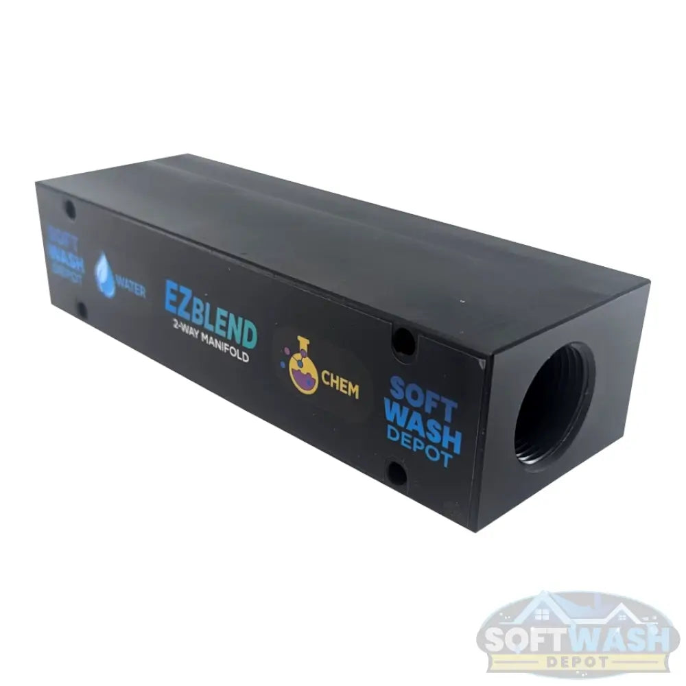2-port black soft washing mixing manifold made in the USA. - Soft Wash Depot