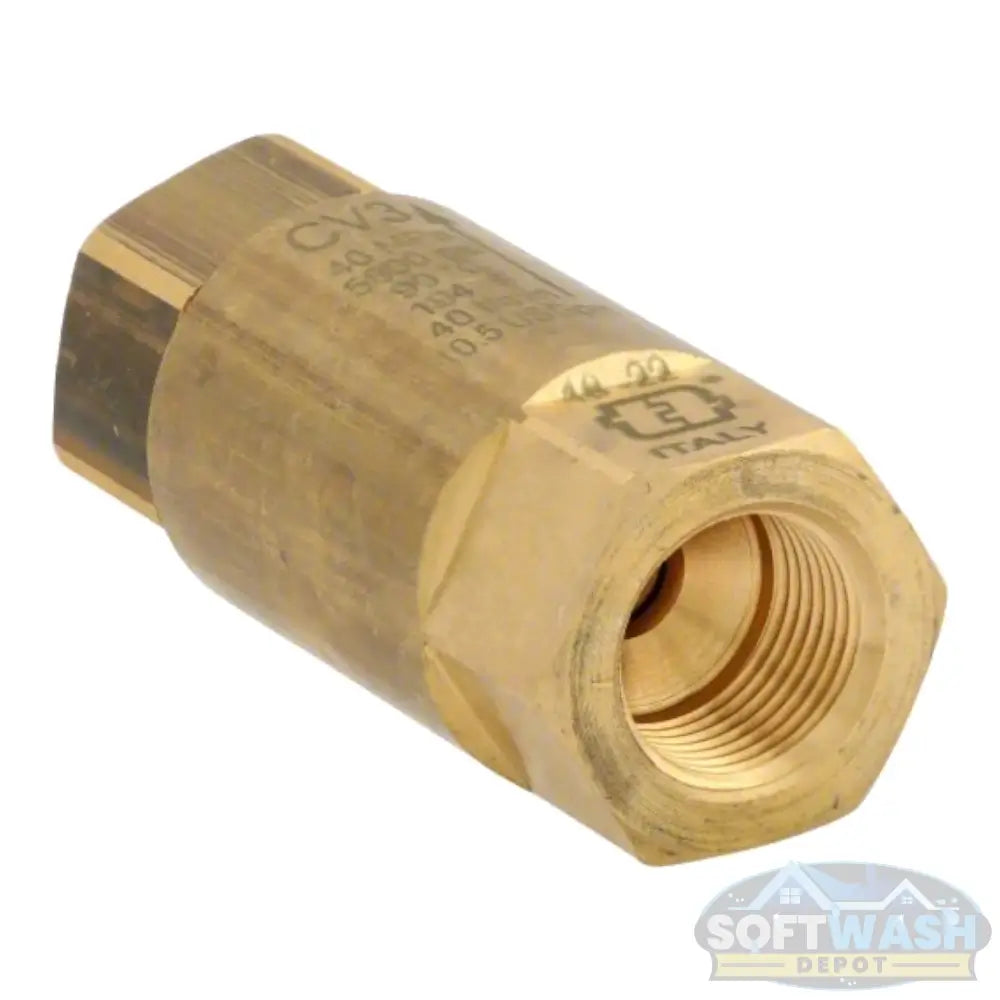 3/8" brass check valve 5800 PSI 6.6 GPM max for pressure wash systems.