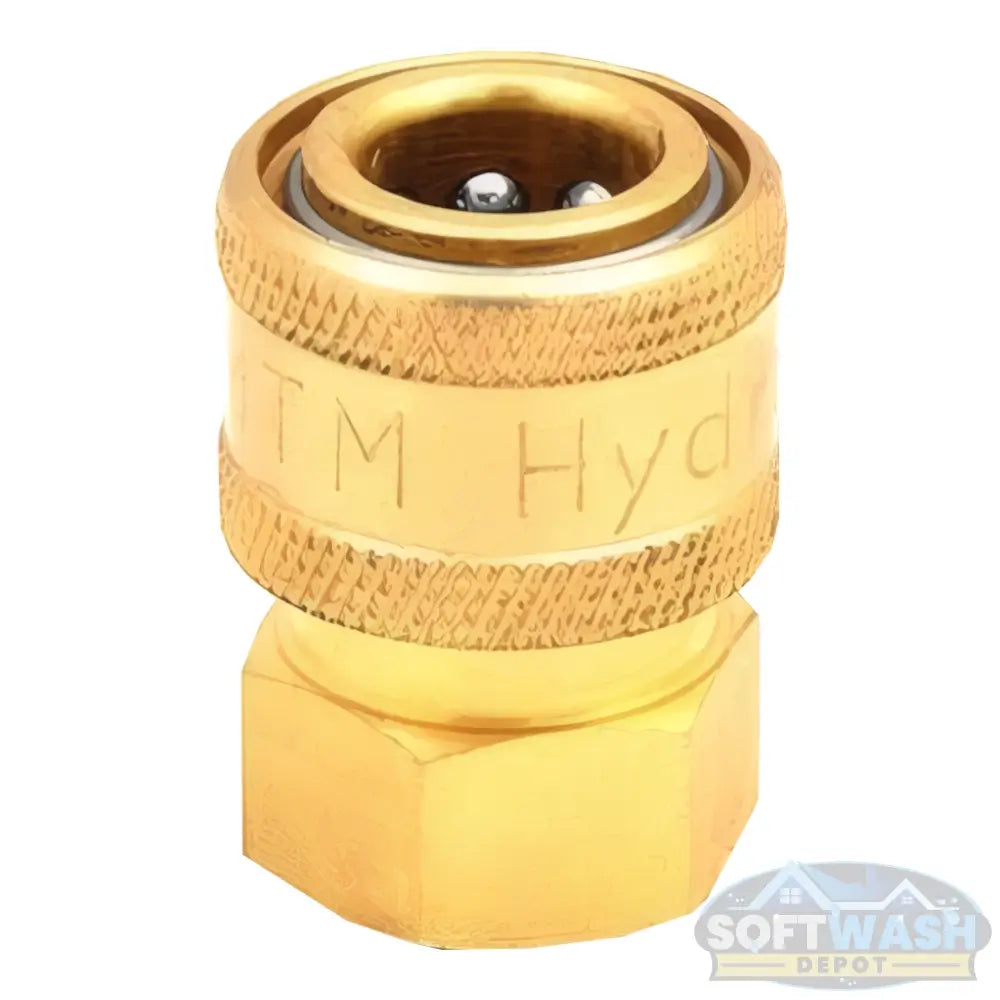 3/8" brass quick-connect socket with 3/8" female pipe thread for pressure washer hoses and spray equipment - Soft Wash Depot.