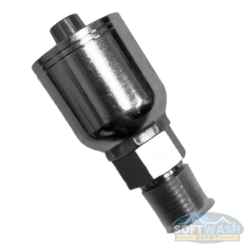 3/8" Hose x 1/4" MPT Solid Crimp Fitting - Heavy-duty stainless steel fitting designed for secure, leak-free hose connections in pressure wash and soft wash systems - Soft Wash Depot.
