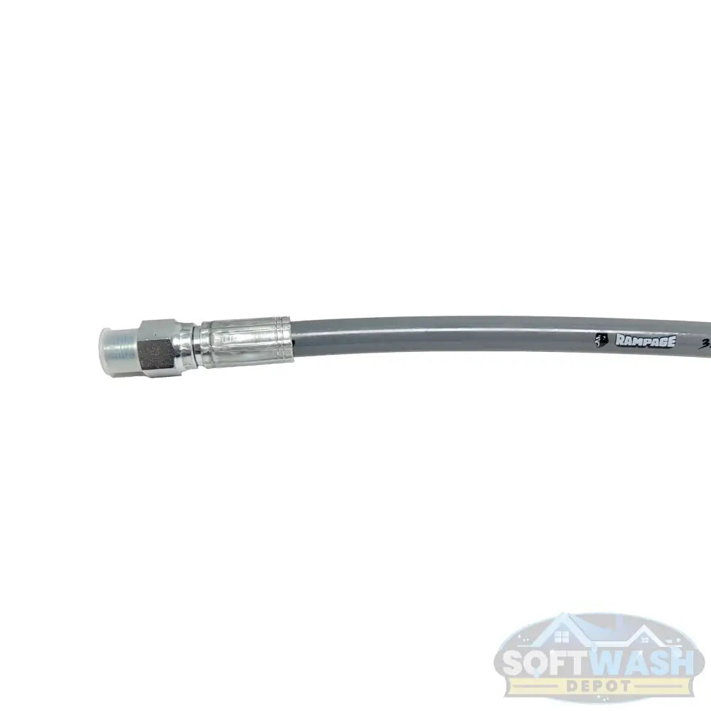 3/8 inch Rampage BEAST 2-wire pressure washer whip hose rated 7300 PSI with smooth gray cover and crimped MPT ends. - Soft Wash Depot