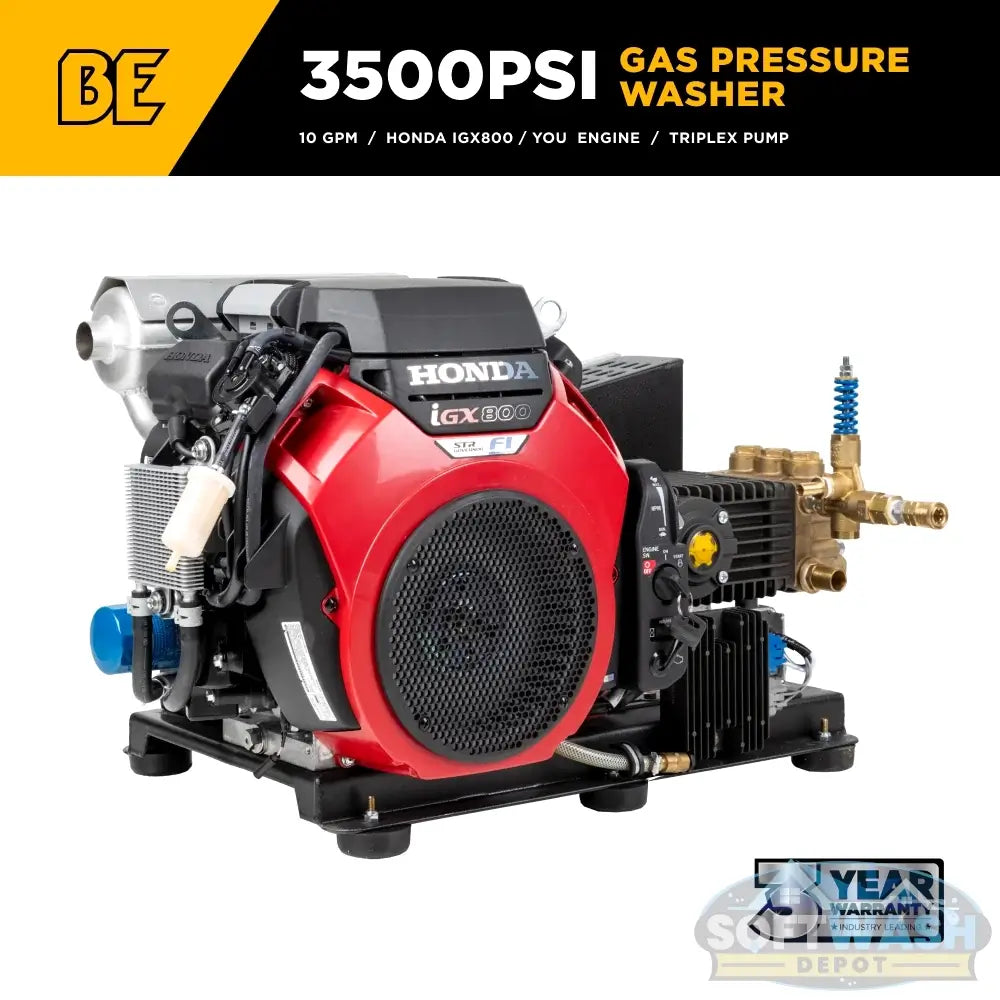 BE B3528HETBGS / CWF1027H 3500 PSI 10 GPM truck mount pressure washer with Honda iGX800 engine and General TSF2421 pump. - Soft Wash Depot