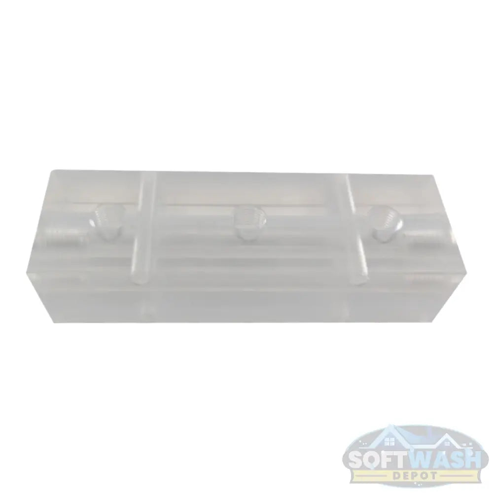 Clear downstream injector manifold block with 2-port or 3-port configuration, transparent chemical injection manifold for pressure washing and soft wash systems. - Soft Wash Depot