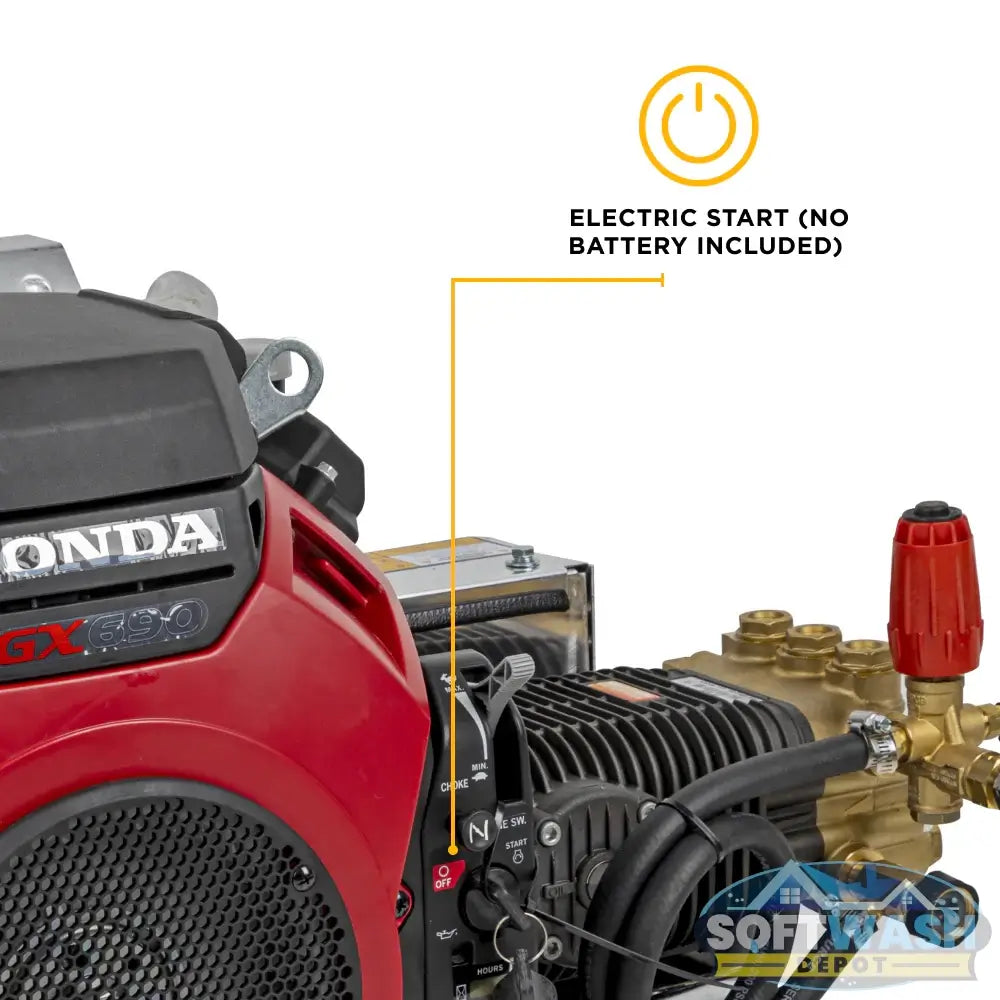 4,000 PSI 8.2 GPM BE cold water gas pressure washer with Honda GX690 engine and belt-driven General pump, designed for commercial truck mount applications. - Soft Wash Depot