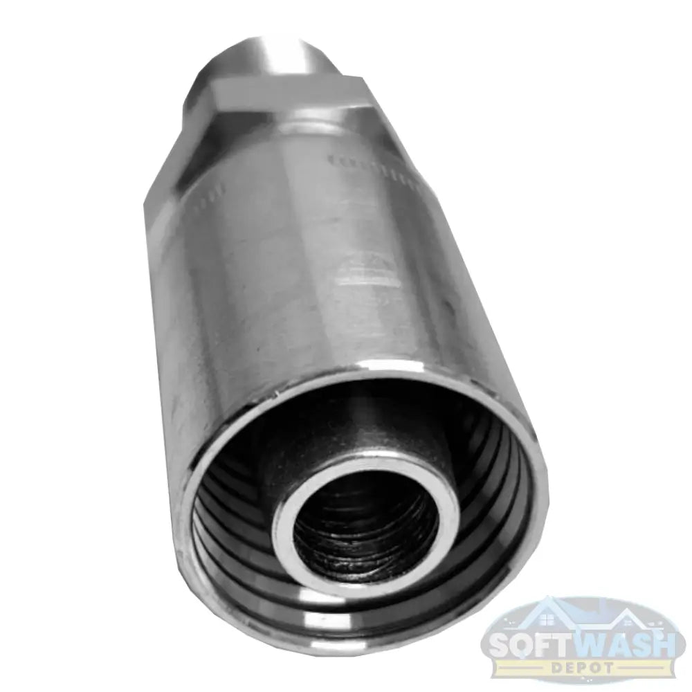 5/8" hose x 1/2" male pipe rigid hose crimp fitting for pressure wash systems.