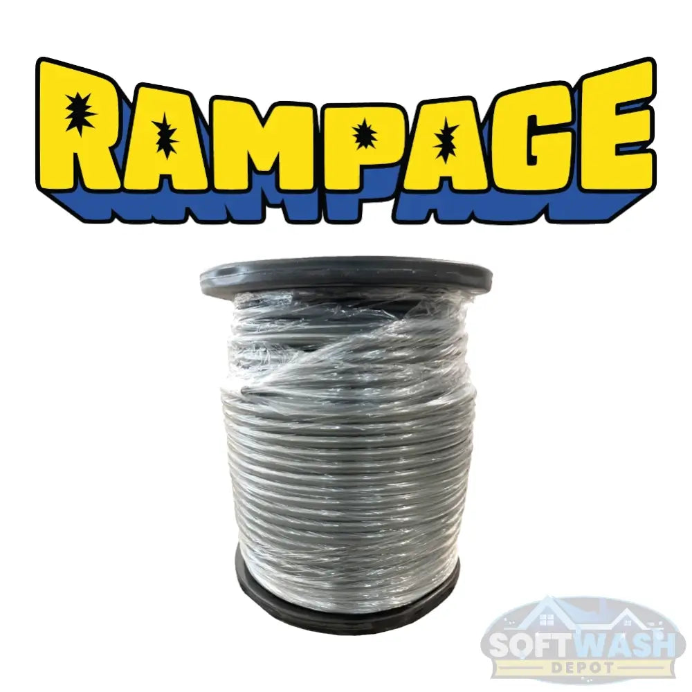 500 ft RAMPAGE smooth gray 3/8" single wire pressure washing hose, bulk reel with no end fittings, durable for professional pressure wash systems.