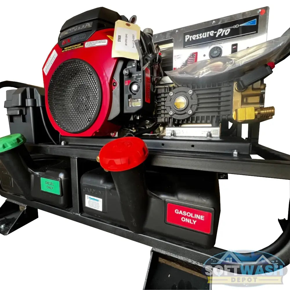 8 GPM hot water skid Honda GX690 3500 PSI with General Pump 8012PRO-35HG - Soft Wash Depot.