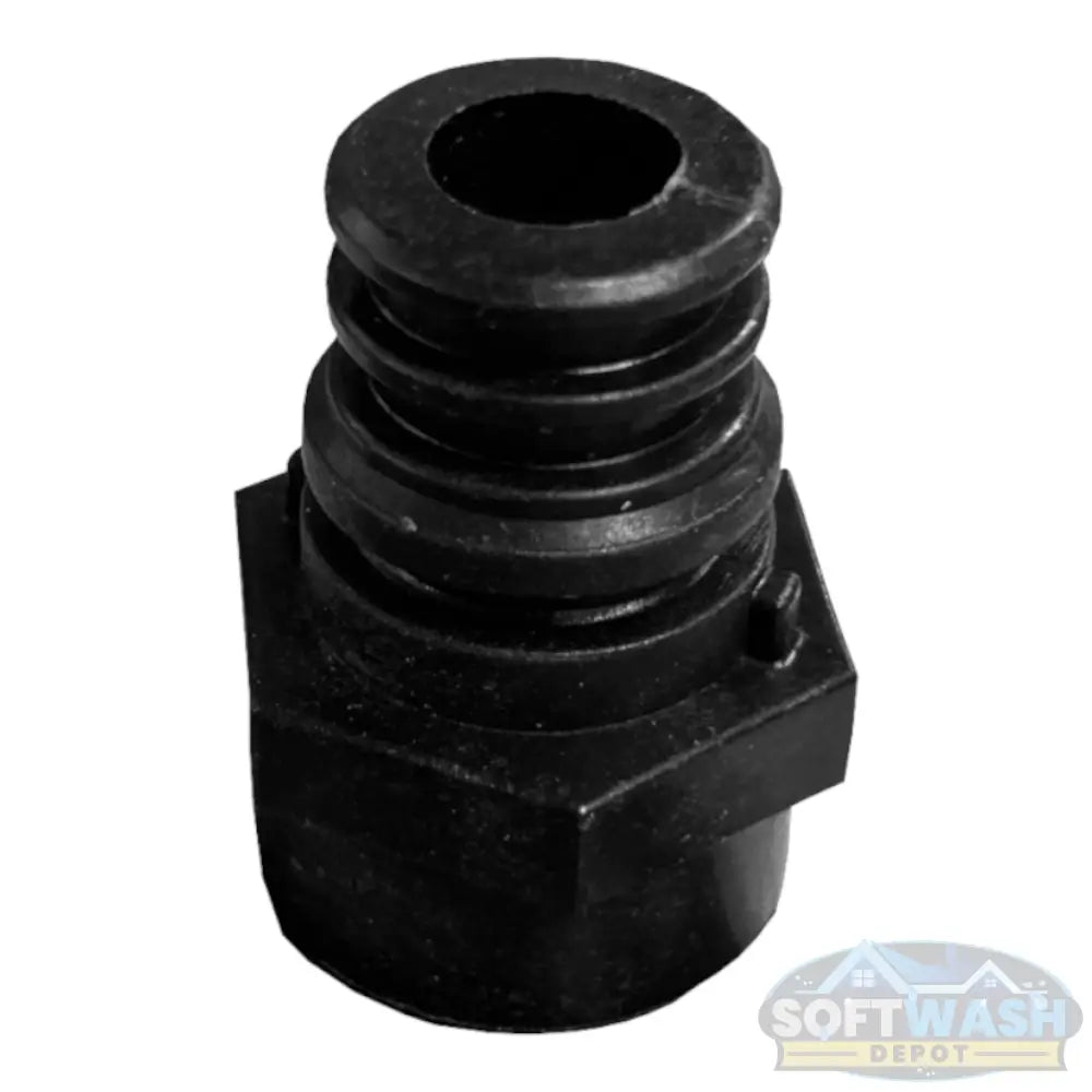 AR45 3/8 inch hose barb pump fitting black chemical-resistant connector - Soft Wash Depot.