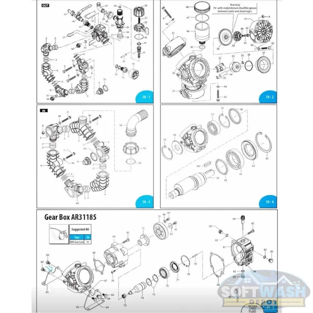 AR43883 AR45 Manifold - durable replacement pump manifold designed for AR45 diaphragm pumps, featuring high-strength polymer construction for chemical resistance and long-lasting performance - Soft Wash Depot.