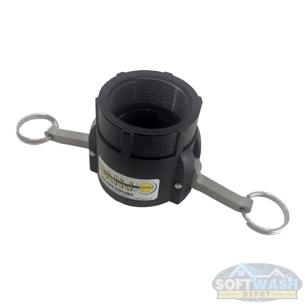 Banjo 2 inch Female Camlock x 2 inch FPT Poly Part D glass-filled polypropylene camlock fitting with stainless steel hardware and EPDM gasket. - Soft Wash Depot