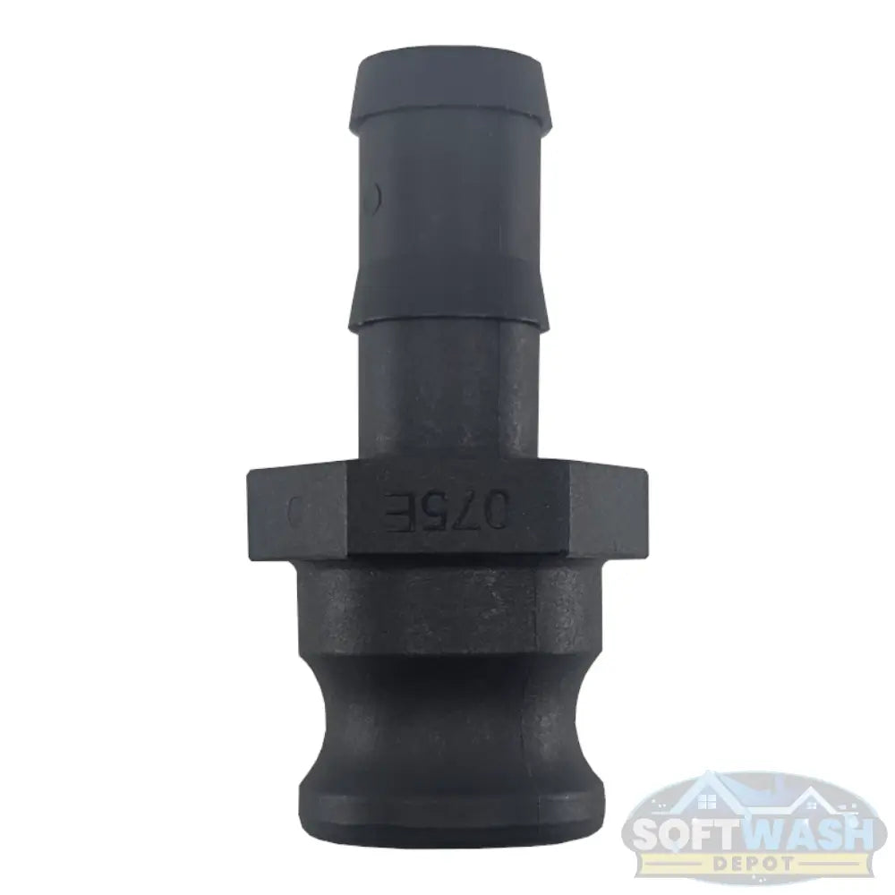 Banjo 3/4-inch male camlock x 3/4-inch hose barb polypropylene Part E adapter for soft wash, pressure washing, and chemical transfer systems. - Soft Wash Depot