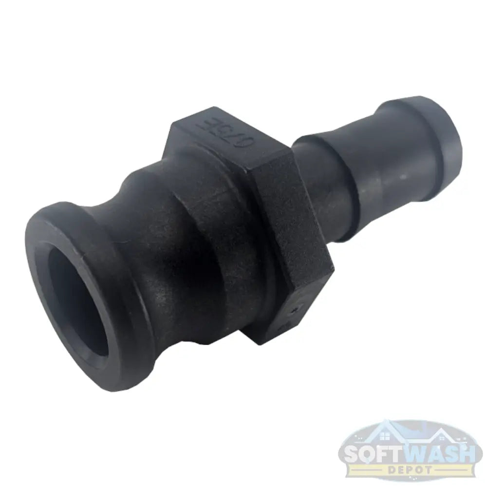 Banjo 3/4-inch male camlock x 3/4-inch hose barb polypropylene Part E adapter for soft wash, pressure washing, and chemical transfer systems. - Soft Wash Depot