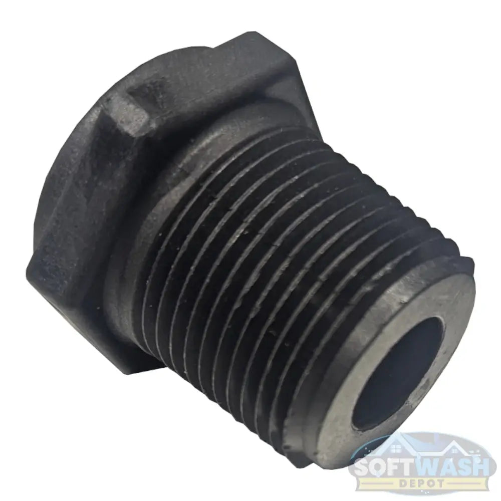 Banjo 3/4 inch x 1/2 inch Schedule 80 polypropylene reducing bushing fitting for chemical and soft wash applications. - Soft Wash Depot