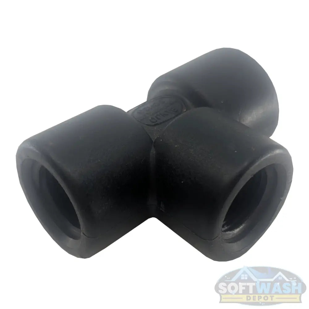 Banjo Schedule 80 polypropylene female threaded tee fitting available in 1/2 inch, 3/4 inch, and 1 inch sizes for pressure washing and soft washing systems. - Soft Wash Depot