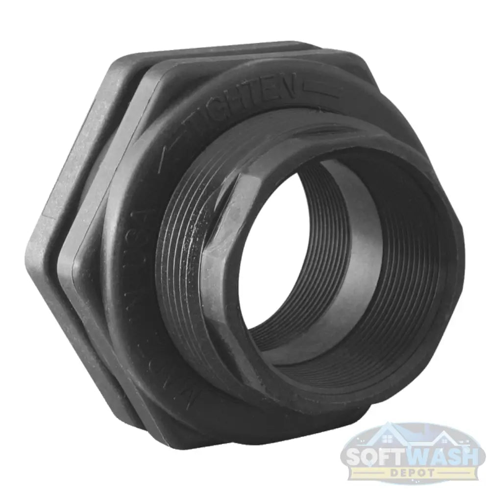 Banjo 1/2″–2″ bulkhead tank fitting with EPDM gasket, heavy-duty chemical-resistant tank connection for poly tanks and fluid transfer systems - Soft Wash Depot.