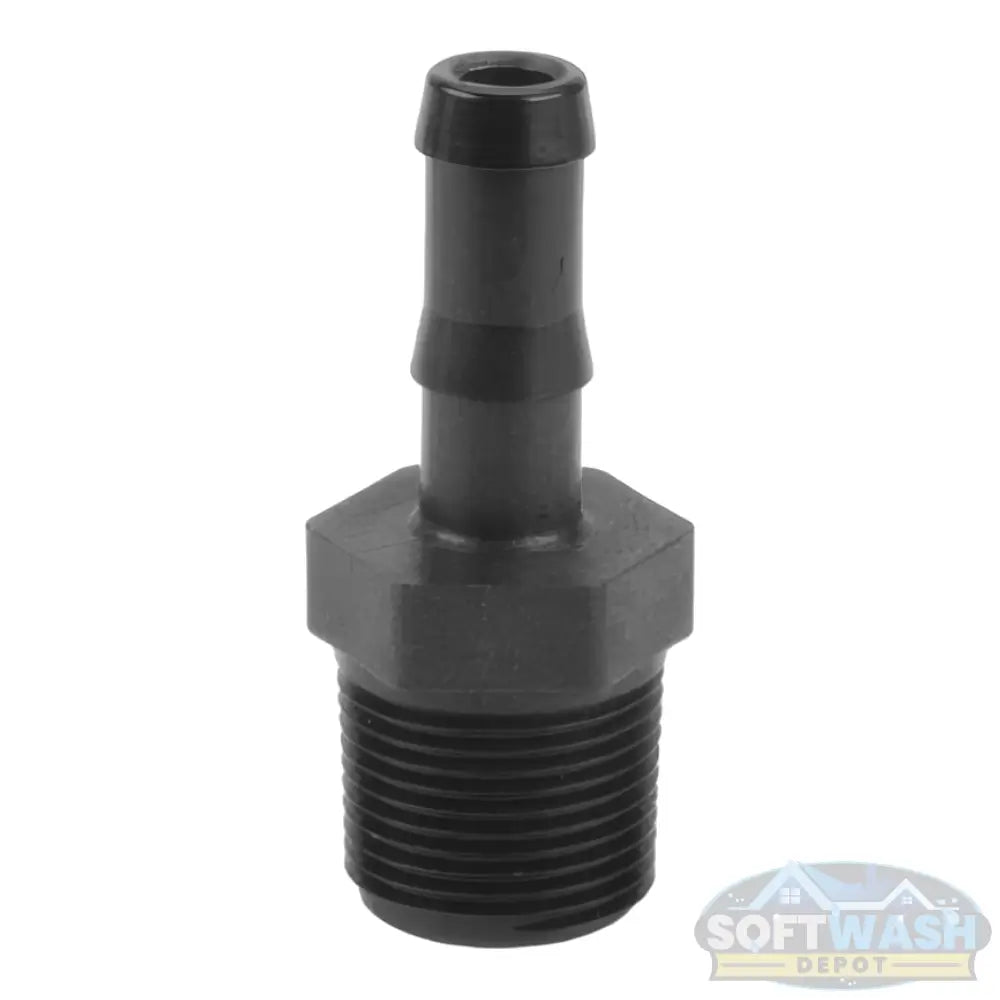 Banjo 3/4″ x 1/2″ Poly Hose Barb (Schedule 80) - Heavy-duty polypropylene fitting with male NPT threads and hose barb connection for secure, corrosion-resistant fluid transfer - Soft Wash Depot.