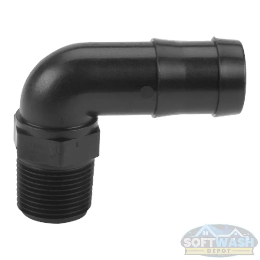 Banjo 3/4″ x 1″ Poly 90° Threaded Elbow - Schedule 80 - heavy-duty polypropylene elbow fitting for chemical-resistant connections in soft wash, pressure wash, and fluid handling systems - Soft Wash Depot.