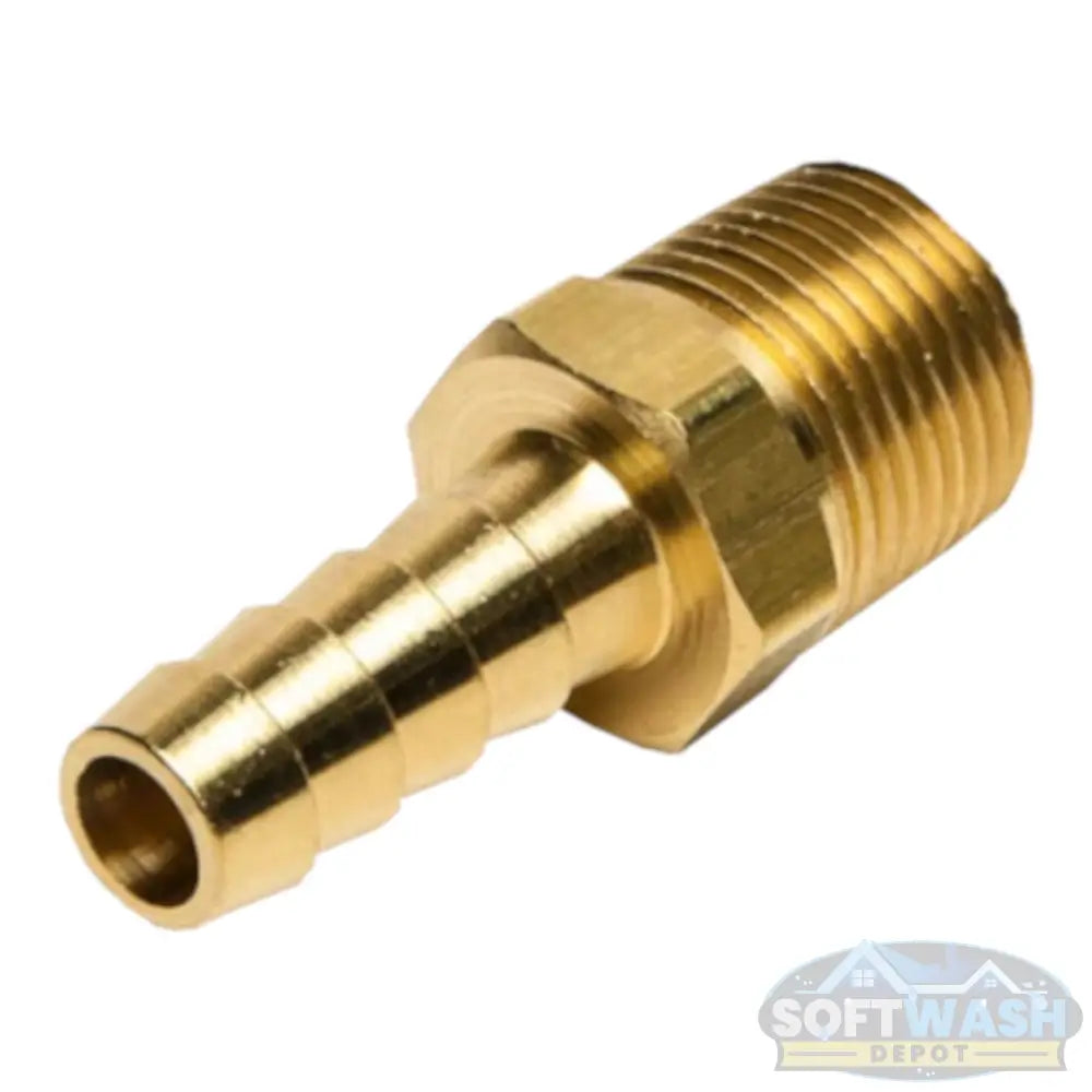 Brass male pipe thread to hose barb fitting for soft wash and pressure washing systems. - Soft Wash Depot.