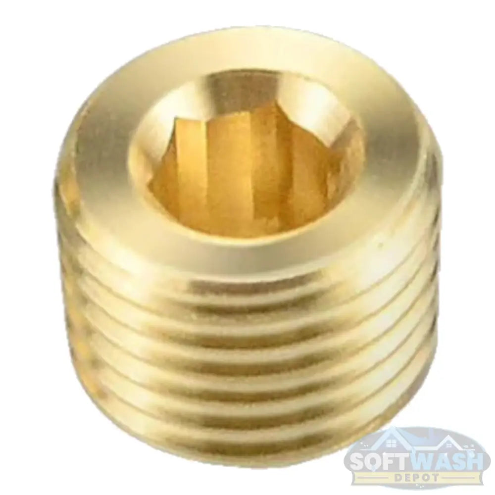 Brass Allen Head Plug fittings - available in 1/8 inch, 1/4 inch, and 1/2 inch NPT sizes - durable threaded brass plugs for sealing hydraulic, pneumatic, and pressure washing systems. - Soft Wash Depot