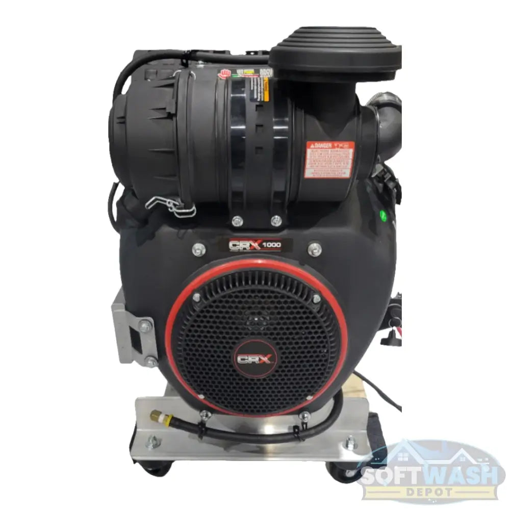 CRX1000 Gear Drive with 16 GPM GP EV22A Pump and Blocked Pulsar Unloader - high-performance gear-driven pressure washer setup for professional soft wash and power wash systems, mounted on a heavy-duty aluminum base - Soft Wash Depot.