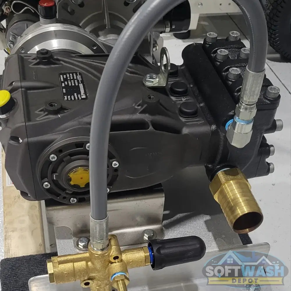 CRX1000 Gear Drive with 16 GPM GP EV22A Pump and Blocked Pulsar Unloader - high-performance gear-driven pressure washer setup for professional soft wash and power wash systems, mounted on a heavy-duty aluminum base - Soft Wash Depot.