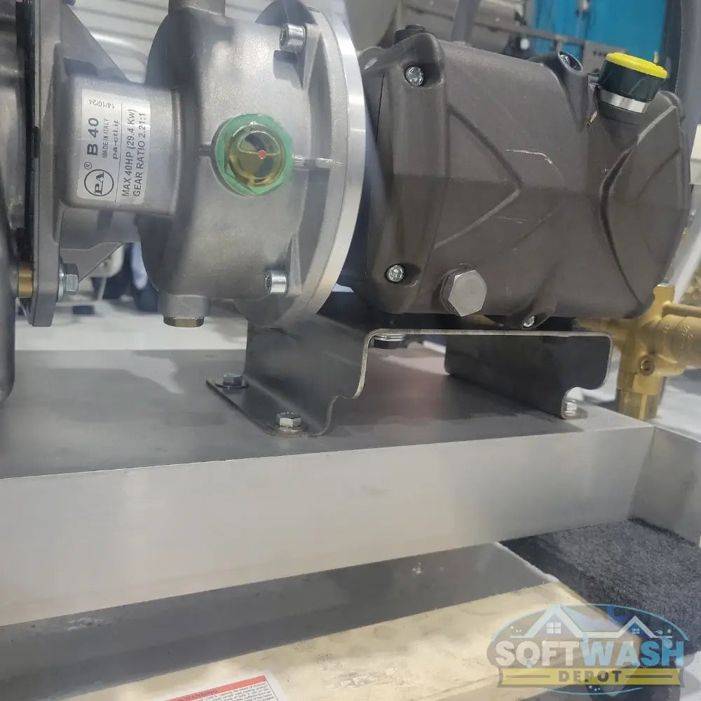 CRX1000 Gear Drive with 16 GPM GP EV22A Pump and Blocked Pulsar Unloader - high-performance gear-driven pressure washer setup for professional soft wash and power wash systems, mounted on a heavy-duty aluminum base - Soft Wash Depot.